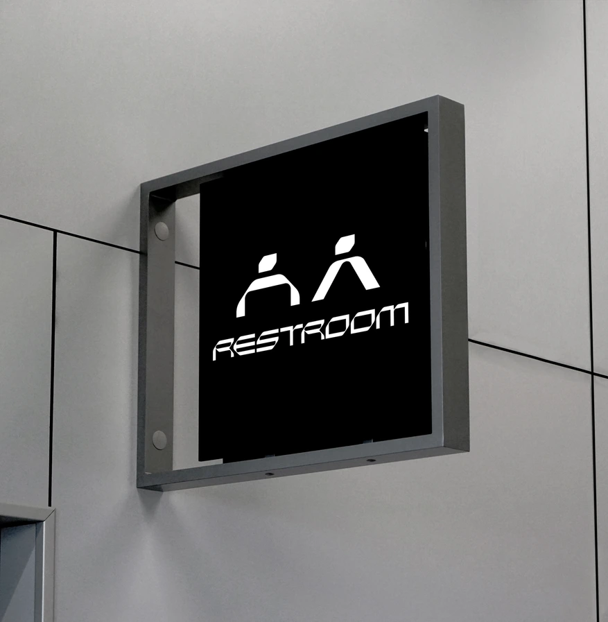 Ofform — restroom signage mockup